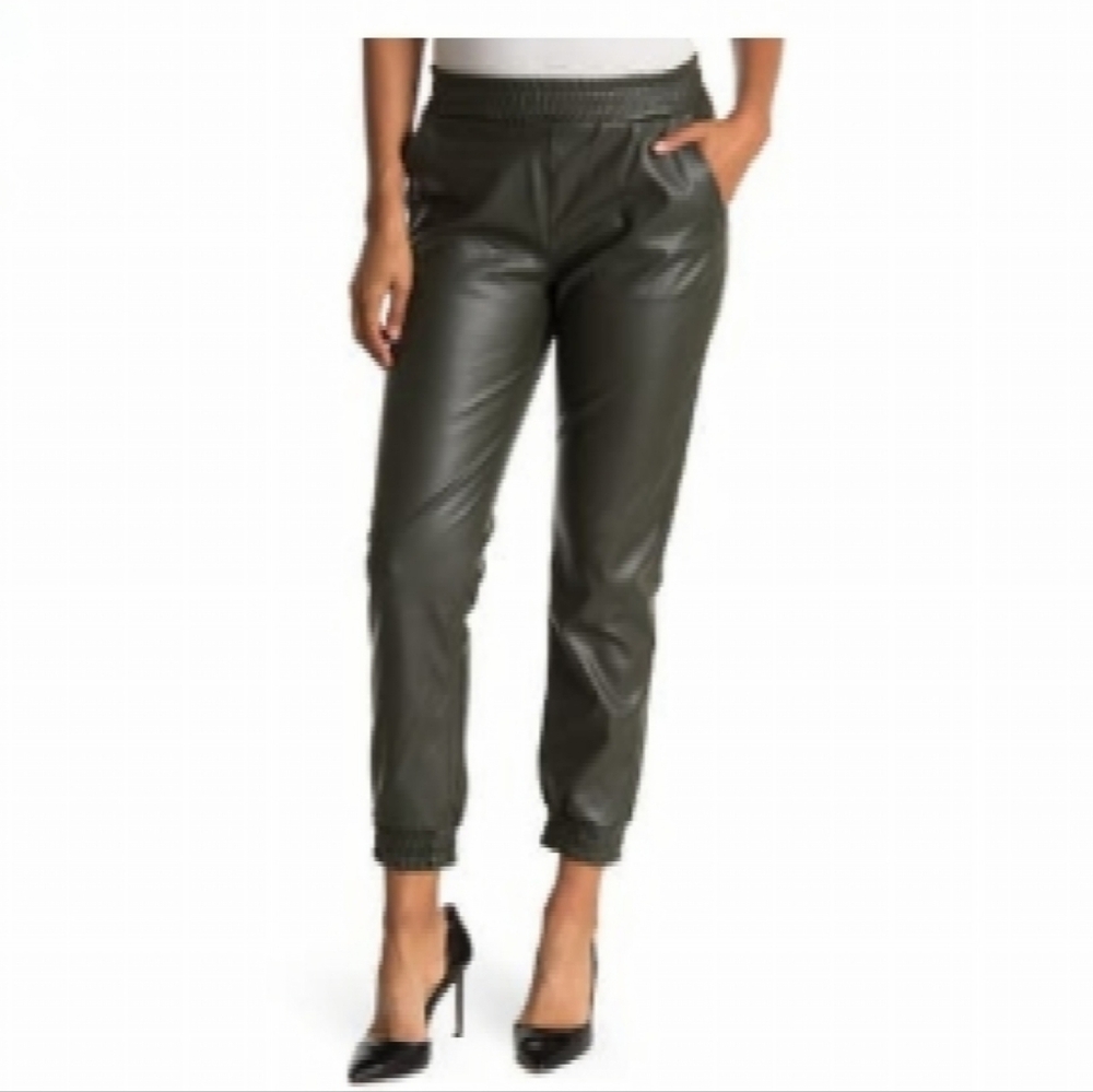 RDI Women's Faux Leather Joggers Olive Green SMSize Small